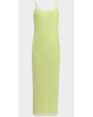 Area Crystal Hotfix Mesh Backless Maxi Dress - Green