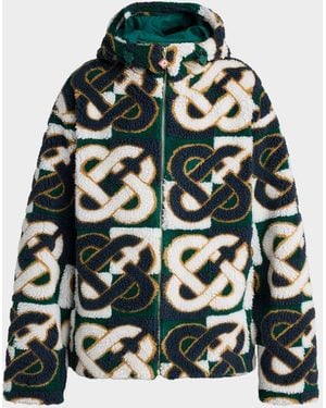 CASABLANCA Apos;S Check Monogram Hooded Fleece Jacket - Green