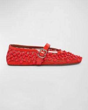 Alaïa Studded Mesh Ballet Flats - Red