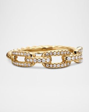 David Yurman Stax Chain Link Ring With Diamonds - Metallic