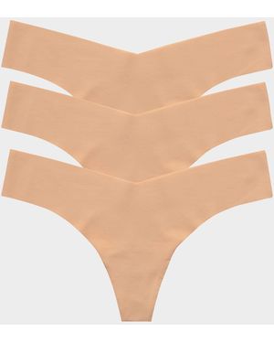 Commando Classic Low-Rise Microfiber Thongs, Pack Of 3 - Natural