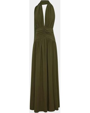 Nicholas Arella Plunging Halter Maxi Dress - Green