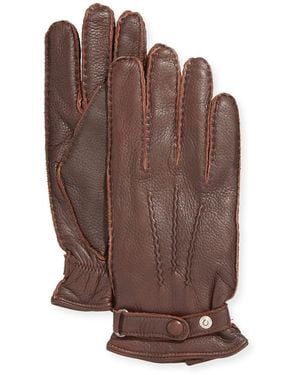 Hestra Winston Snap Leather Cashmere-Lined Gloves - Brown