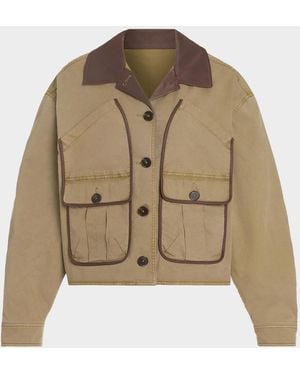 Ramy Brook Izzy Contrast-Trim Cotton Utility Jacket - Natural