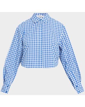 Jonathan Simkhai Renata Cropped Gingham Shirt - Blue