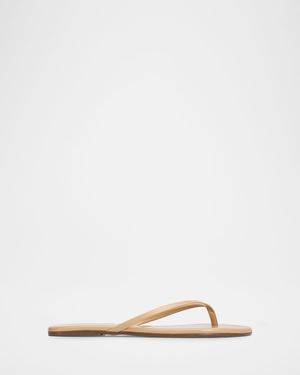TKEES Lily Glossy Leather Flat Thong Sandals - Natural