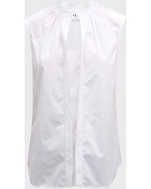 Callas Milano Olympia Sleeveless Split-Neck Blouse - White