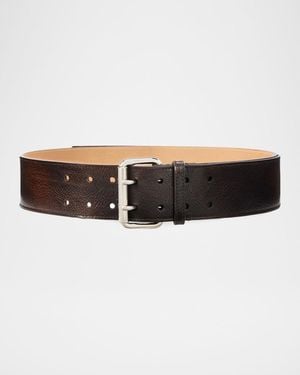 Ralph Lauren Distressed Double-Prong Long Belt - Brown