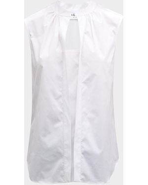 Callas Milano Olympia Sleeveless Cotton Poplin Blouse - White