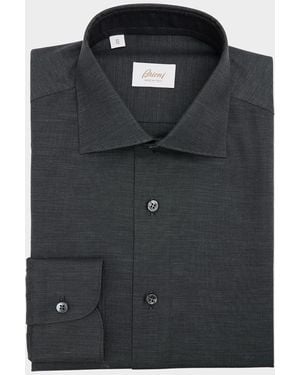 Brioni Cotton Tic Weave Classic-Fit Dress Shirt - Black