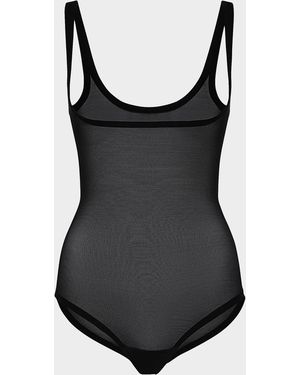 Wolford Form-Fitting Sheer Tulle Bodysuit - Black