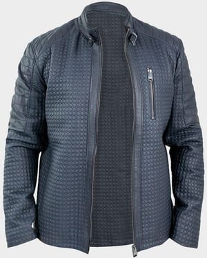 Maceoo Apos;S Braille Quilted Leather Jacket - Blue