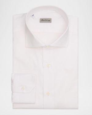 Sartorio Napoli Apos;S Solid Cotton Spread-Collar Dress Shirt - White