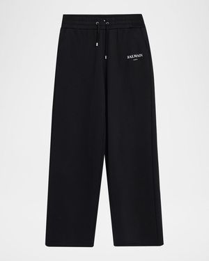 Balmain Sportswear Logo Straight-Leg Pull-On Sweatpants - Blue