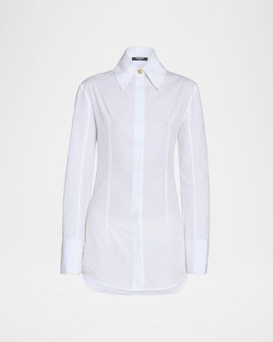 Balmain Cotton Popeline Fitted Button-Down Shirt - White