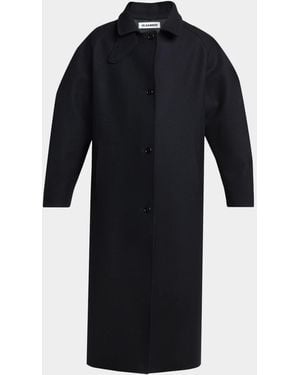 Jil Sander Sport Virgin Wool Long Coat - Blue