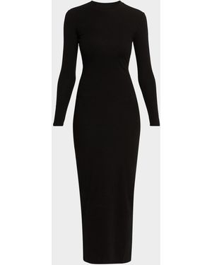 AEXAE Long-Sleeve Knit Midi Dress - Black
