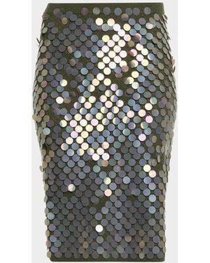 Zankov Sequined Wool-Cashmere Pointelle Knit Midi Skirt - Green