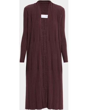 TSE Cashmere Variegated Rib Long Cardigan - Purple