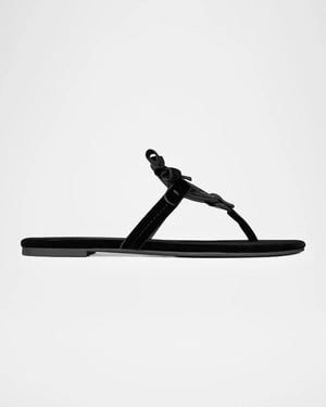 Tory Burch Miller Bow Velvet Thong Sandals - Brown