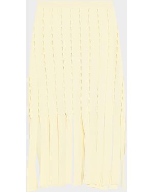 Zankov Perry Perforated Knit Fringe Midi Skirt - Yellow