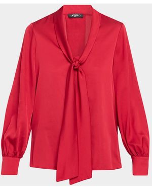 Emanuel Ungaro Ella Tie-Neck Silk Blouse - Red