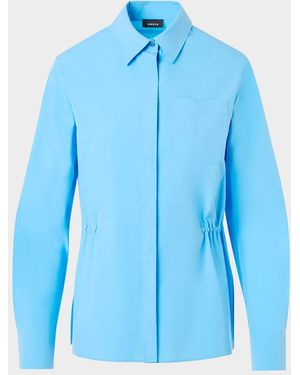 Akris Cinched-Waist Poplin Button-Down Shirt - Blue