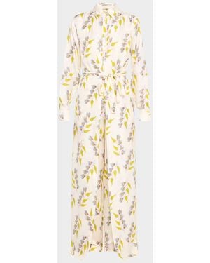 Ulla Johnson Bricolage Printed Wide-Leg Silk Jumpsuit - Metallic