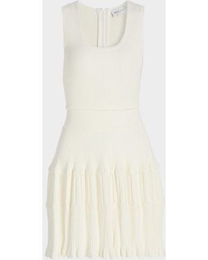 MILLY Suri Scallop-Trim Fit & Flare Mini Dress - White