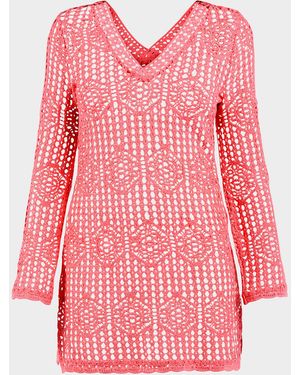 La Blanca Waverly Crochet V-Neck Tunic - Red