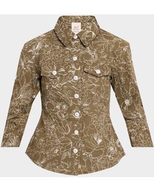 Cinq À Sept Canyon Garden Doodle Scrunched Jacket - Green