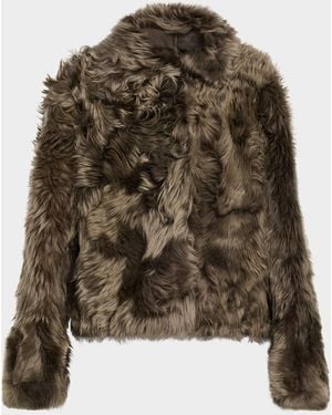 Yves Salomon Short Lamb Shearling Jacket - Green