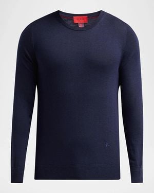 Isaia Apos;S Filo Corallo Wool Knit Crewneck Sweater - Blue