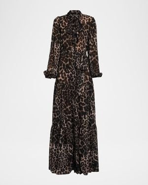 Kobi Halperin Baird Tiered Animal-Print Maxi Dress - Black