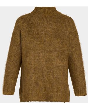 Vince Mock Turtleneck Brushed Wool-Blend Oversized Sweater - Green