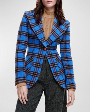 Smythe Birkin Plaid Single-Breasted Blazer - Blue