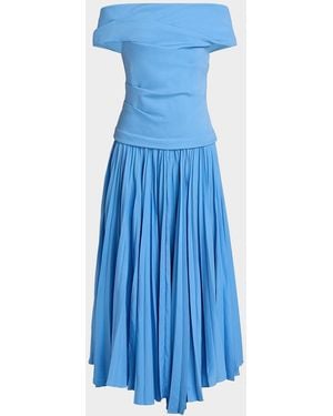 Acler Haileypark Off-The-Shoulder Drop-Waist Maxi Dress - Blue