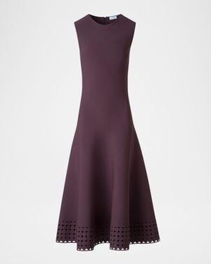 Akris Punto Dot Lace-Hem Sleeveless Midi Dress - Purple
