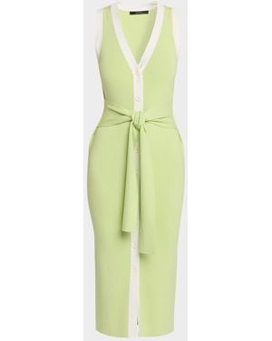 Toccin Victoria Tie-Front Midi Dress - Green