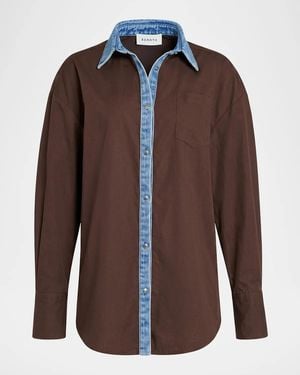 SER.O.YA Gill Oversized Button-Front Shirt - Brown