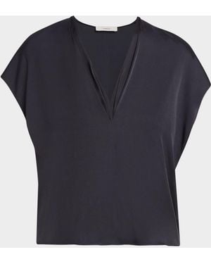 Vince Sleeveless Draped Top - Blue