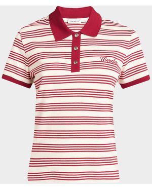 Moncler Striped Cotton Polo - Red