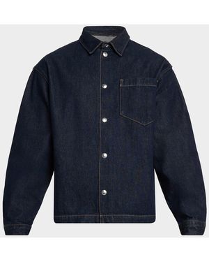 7 For All Mankind Denim Snap-Front Overshirt - Blue