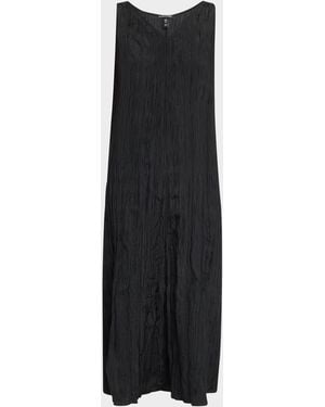 Eileen Fisher Sleeveless Crinkled Silk Midi Dress - Black