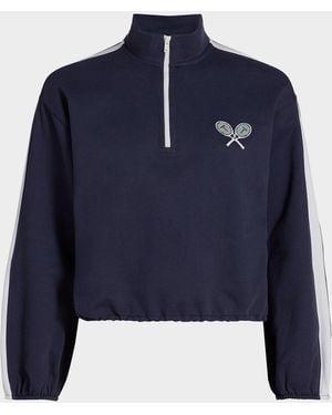 Tanya Taylor Maria Terry Quarter-Zip Pullover - Blue