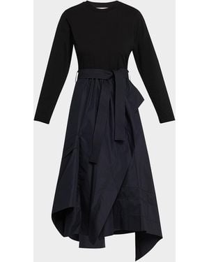 3.1 Phillip Lim Long-Sleeve Combo T-Shirt Dress - Black