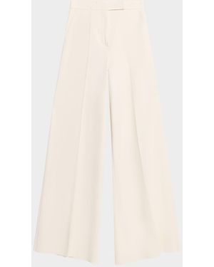 Max Mara Cotton Wide-Leg Tailored Pants - Natural