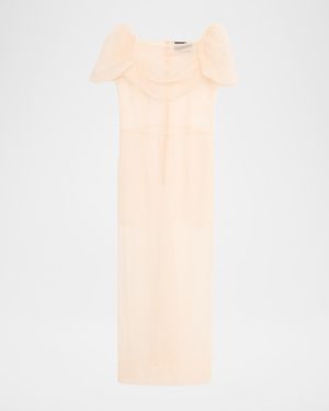 Simone Rocha Sheer Sculpted Gathered Bust Dress - Natural