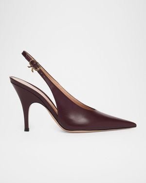 Gianvito Rossi 95Mm Sofia Leather Slingback Pumps - Brown