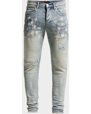 Purple P001 Light Paint Blowout Skinny Jeans - Blue
